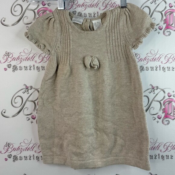 Koala Kids Other - Koala Kids dress knitted warm cozy rose bud Cream Knit Dress with Bow Accent